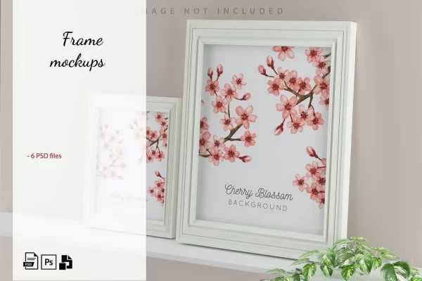 海报作品画框相框架样机集合 Frame mockup set