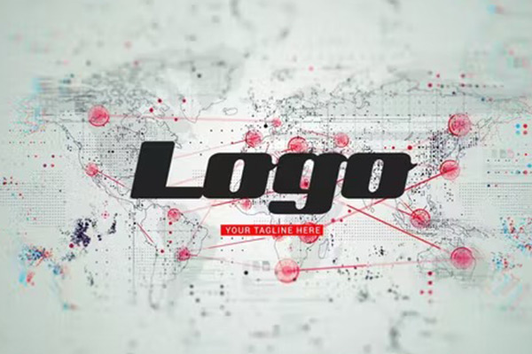 AE模板-科技全息世界地图点线连接LOGO标志展示模板 World Map Logo Reveal