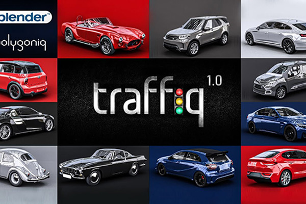 Blender插件-中文汉化绑定汽车飞机轮船交通工具三维模型预设库 Car – Traffiq Library – Rigged Cars V1.6.0