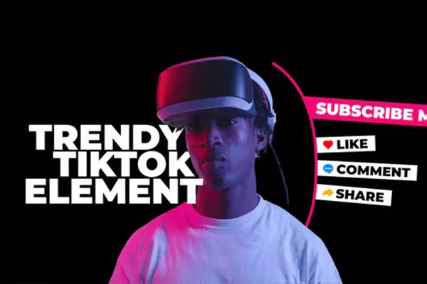 AE模板-短视频媒体博主TikTok抖音关注点赞动画元素 Trendy TikTok Elements