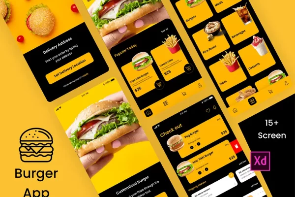 汉堡美食平台App应用程序UI套件