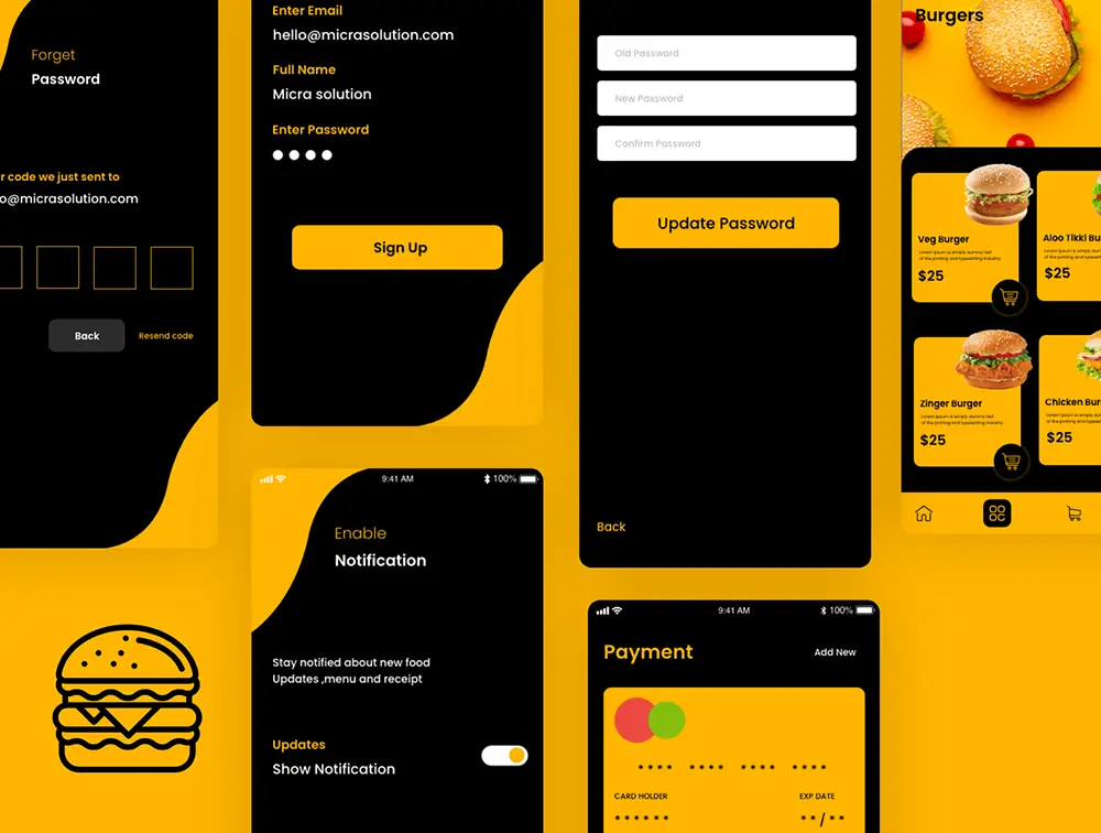 汉堡美食平台App应用程序UI套件