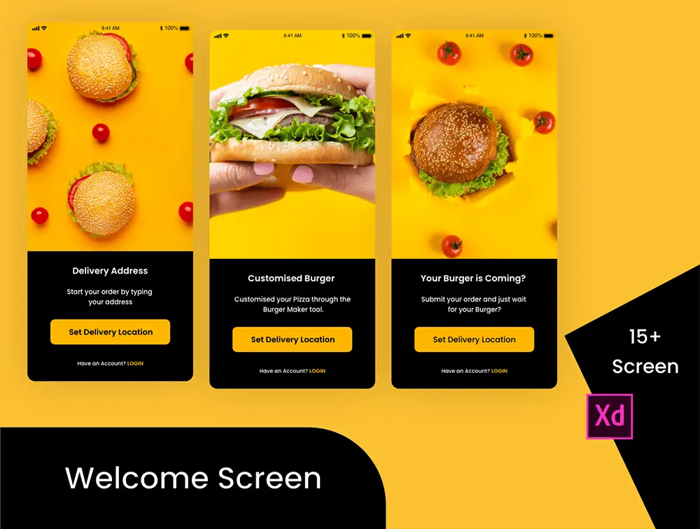 汉堡美食平台App应用程序UI套件
