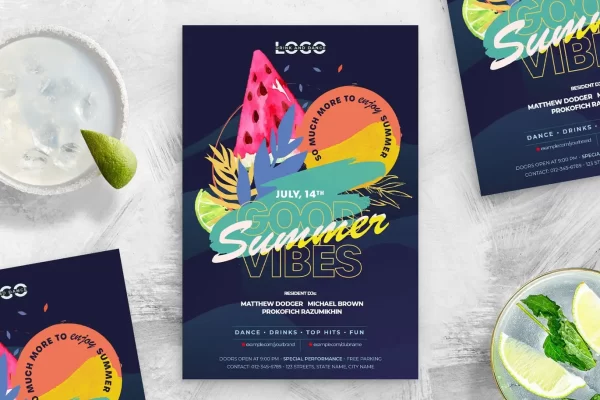 夏季活动派对海报设计PSD模板素材 Summer Party Flyer