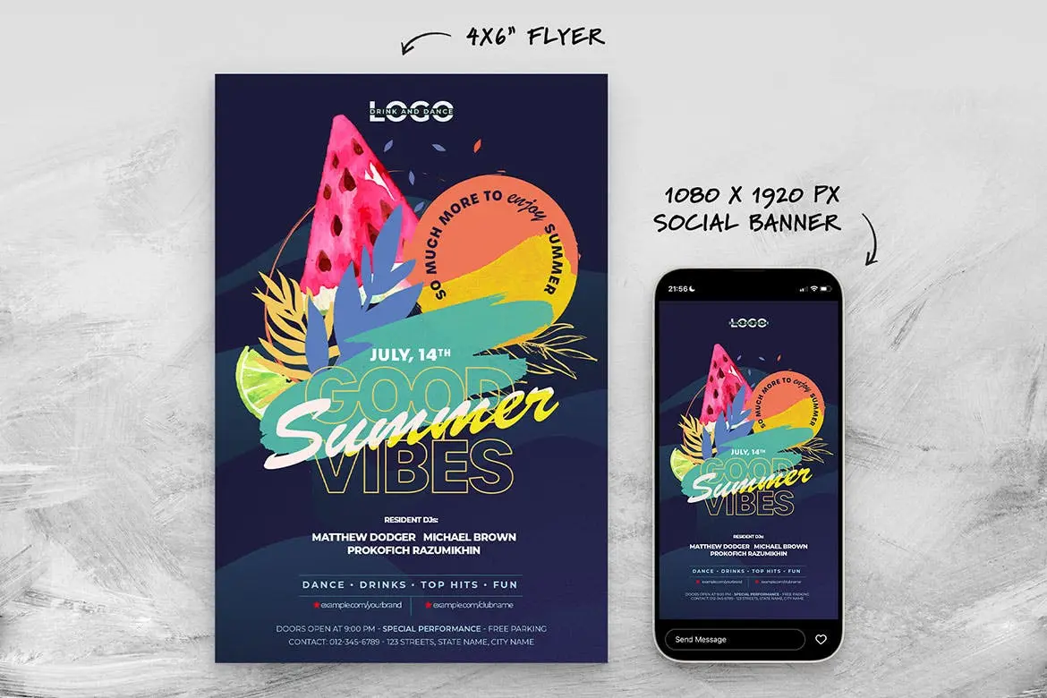 夏季活动派对海报设计PSD模板素材 Summer Party Flyer