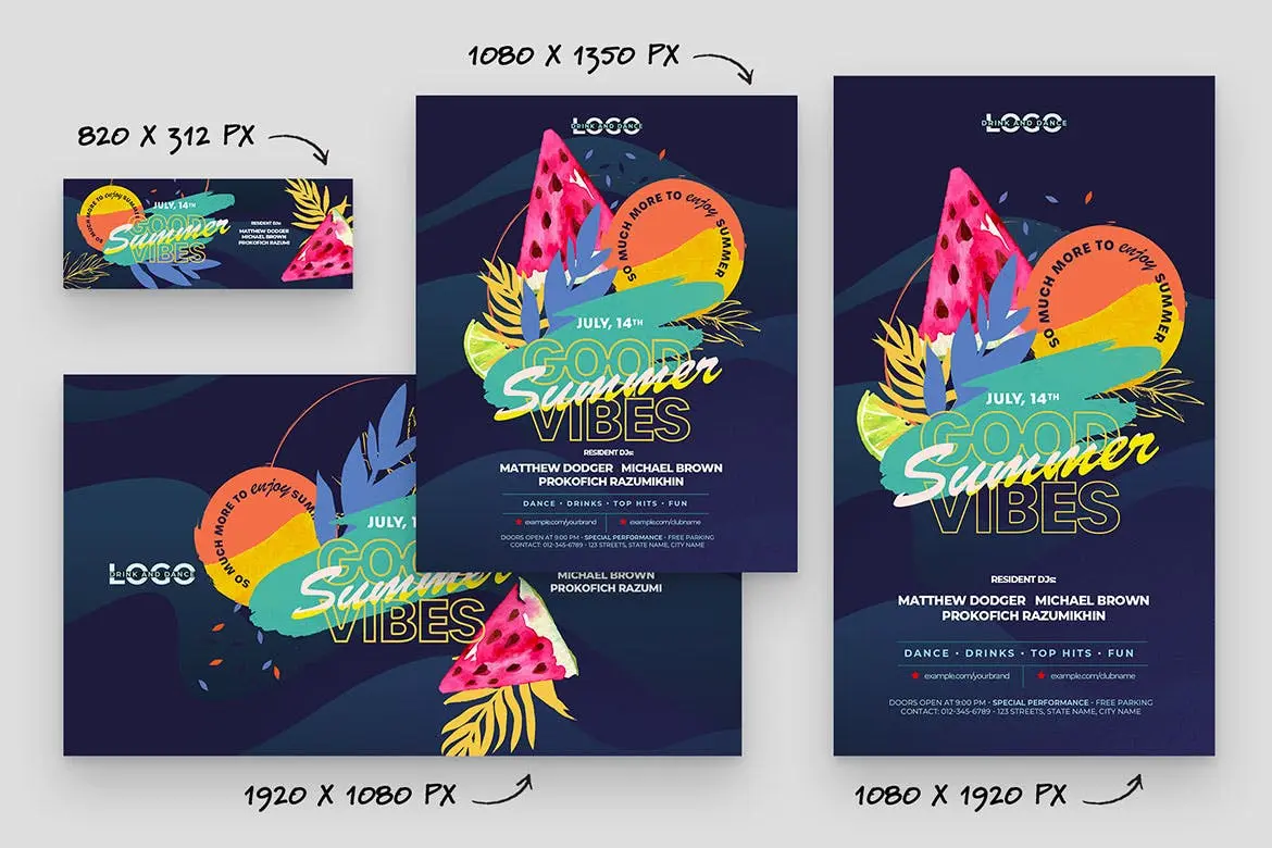 夏季活动派对海报设计PSD模板素材 Summer Party Flyer