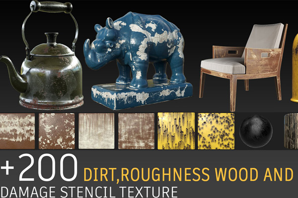 202个木纹金属污垢磨损黑白贴图3D纹理贴图