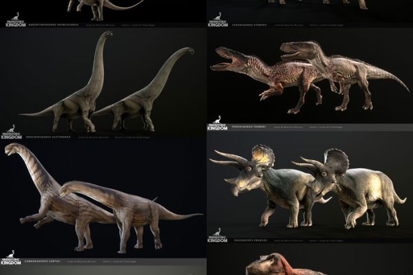 C4D模型-16种恐龙模型合集动物模型史前动物3D模型