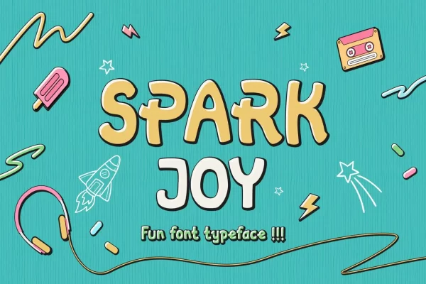 漫画风格无衬线英文字体素材 Spark Joy – Comic Display Font