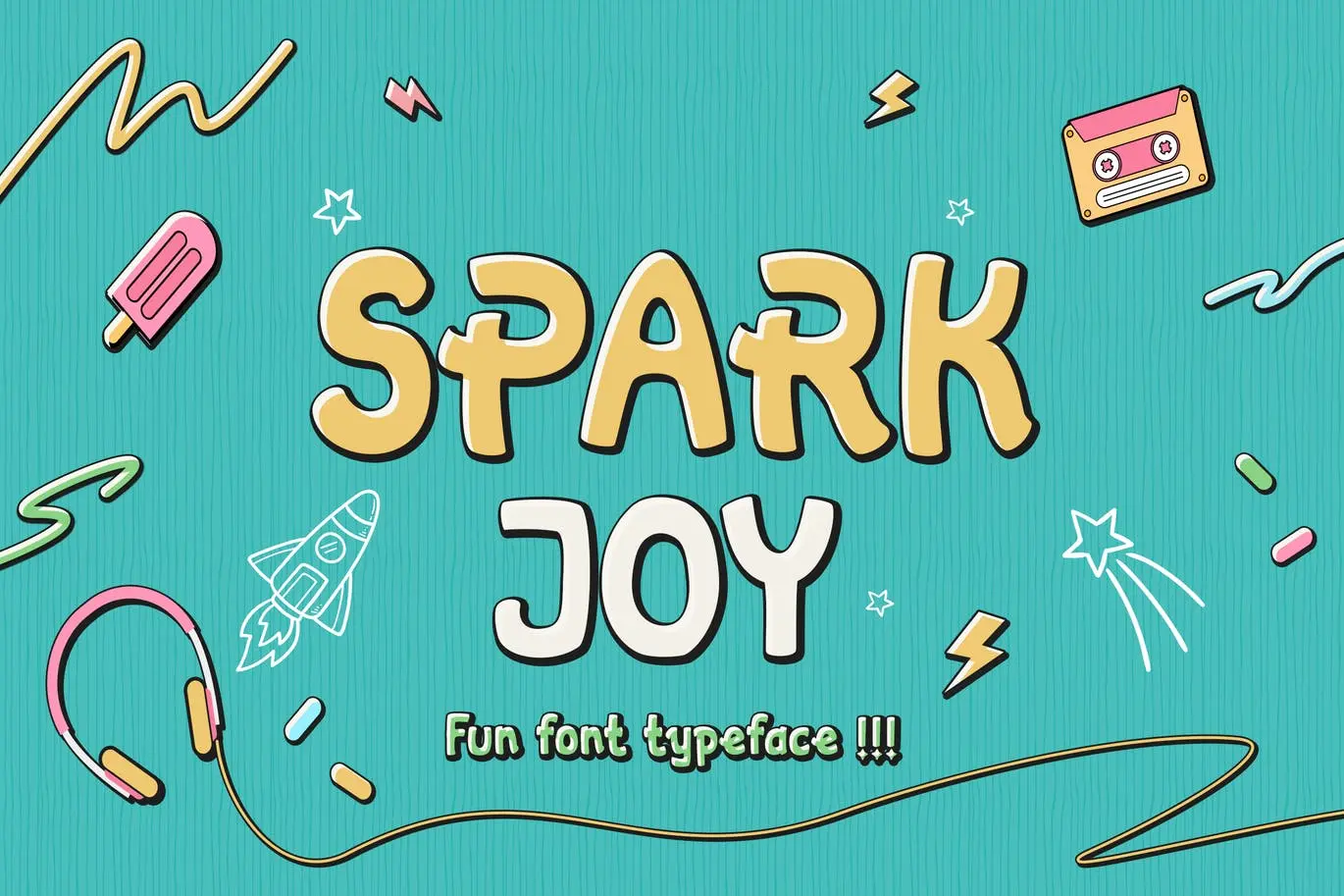 漫画风格无衬线英文字体素材 Spark Joy – Comic Display Font