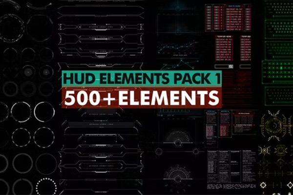 AE脚本-500种未来科技感UI屏幕界面HUD图形动画元素 HUD Elements Pack 1
