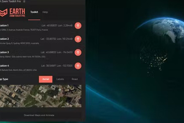 AE脚本-地球俯冲推拉聚焦地点定位动画 Earth Zoom Toolkit Pro v1.1