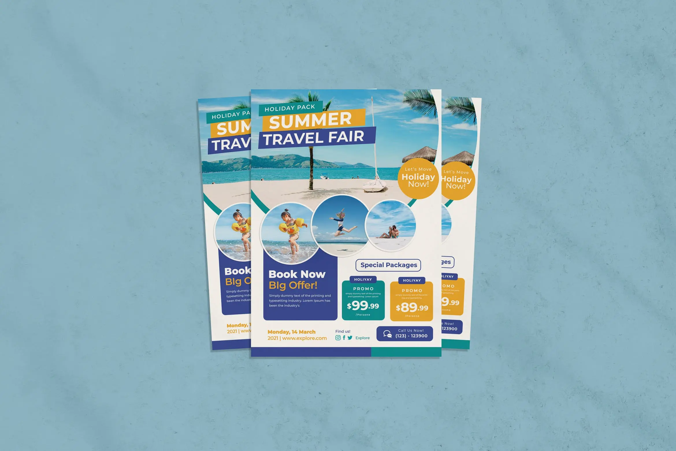 夏季热带旅行传单设计PSD模板素材 Summer Fair Flyer