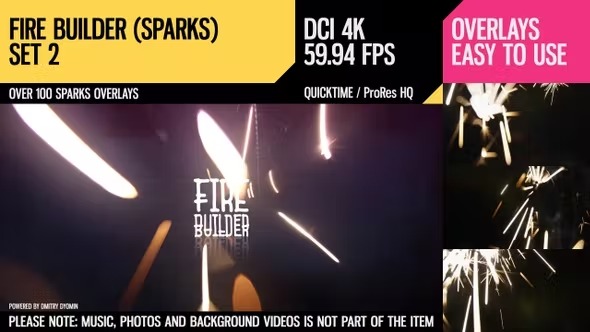 4K视频素材-126种真实火花火星粒子飞溅叠加特效动画 Fire Builder (Sparks 4K Set 2)