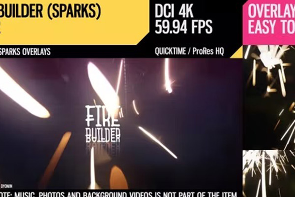 4K视频素材-126种真实火花火星粒子飞溅叠加特效动画 Fire Builder (Sparks 4K Set 2)