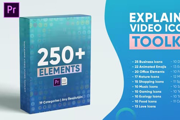 PR模板-250种社交媒体扁平化信息图标动画工具包 Explainer Video Icons Toolkit