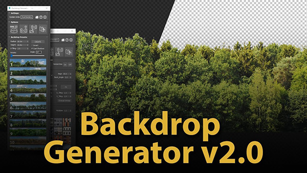 3DS MAX插件-二维城市植物树木背景生成器插件 Backdrop Generator V2.0