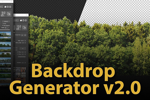 3DS MAX插件-二维城市植物树木背景生成器插件 Backdrop Generator V2.0