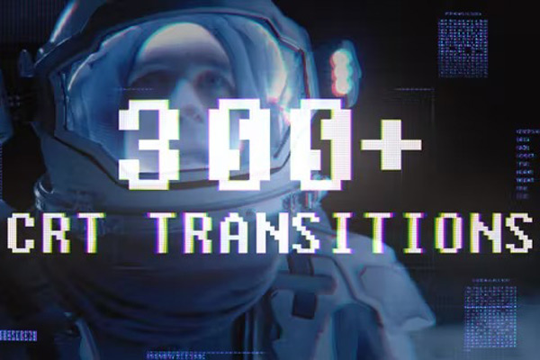 AE脚本-300种复古画面损坏故障干扰视频转场预设 CRT Transitions
