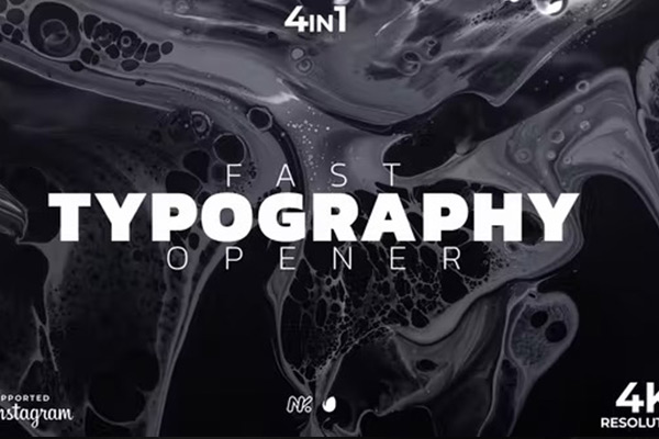 AE模板-节奏快闪文字图片排版宣传片头 Fast Typography Opener
