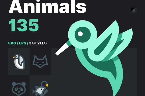 3种样式矢量动物图标设计素材