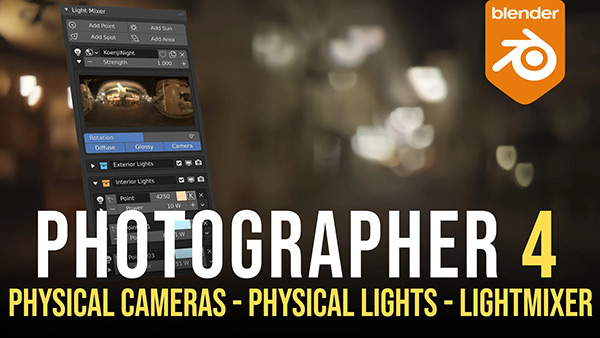 Blender插件-摄像机真实物理灯光照明工具 Photographer v4.7.3