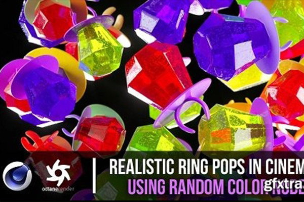 C4D教程-OC渲染器随机颜色节点制作逼真的环形爆裂环含中文字幕Realistic Ring Pops in Cinema 4D Using Random Color Nodes!