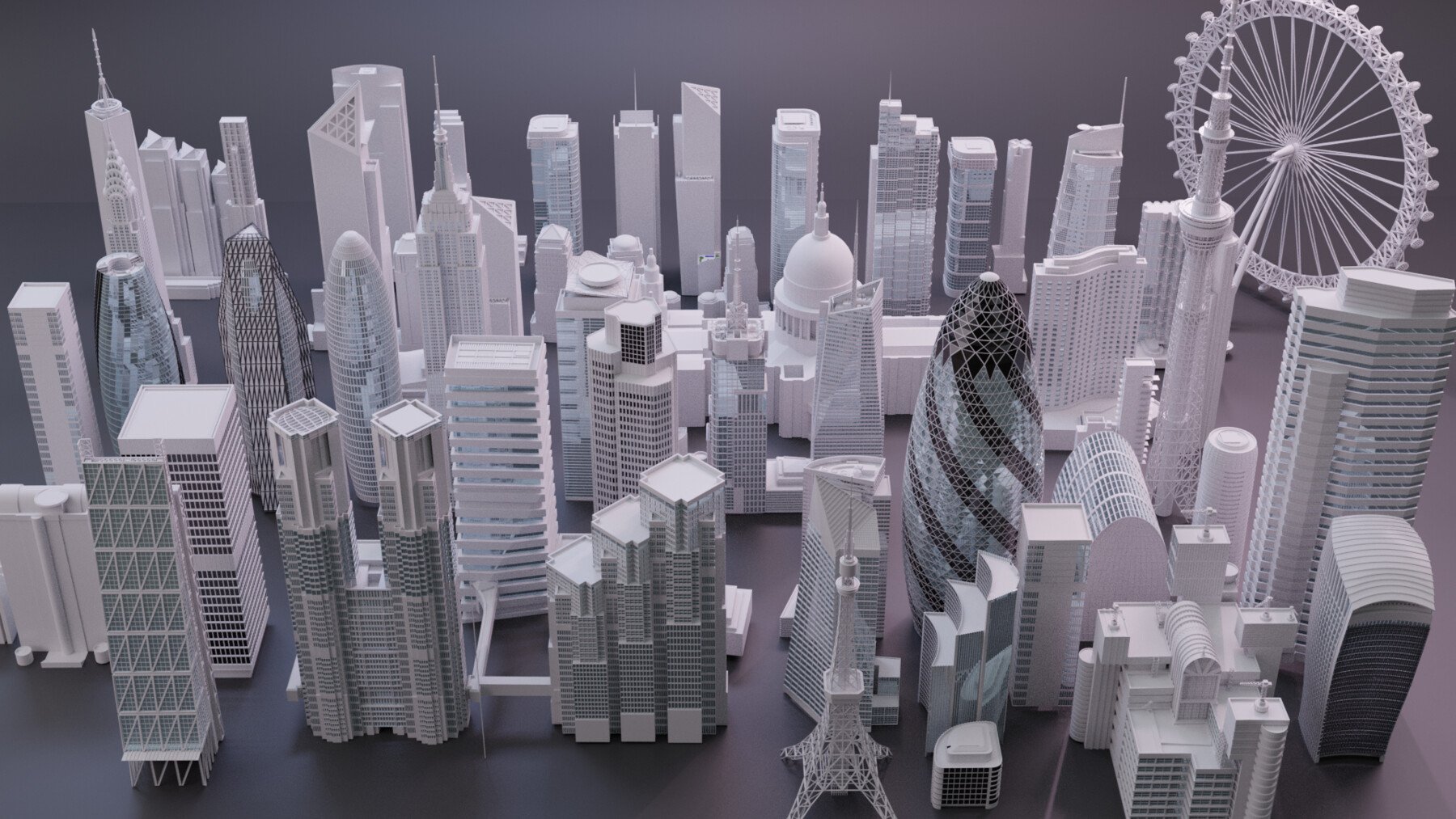 3D模型-真实世界摩天大楼模型现代高楼模型城市建筑3D模型 ArtStation – 100+ Real World High Detailed Skyscrapers and Buildings