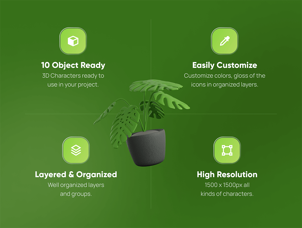 绿树&植物3D图标Blender图标模型合集