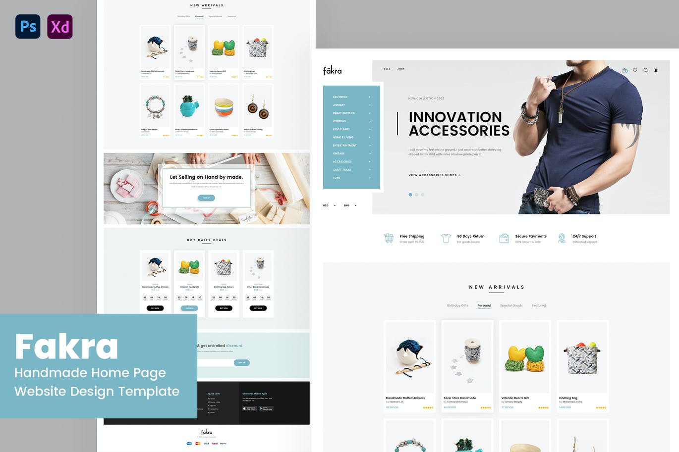 手工商店网站UI设计模板 Fakra – Handmade Store Website Design Template