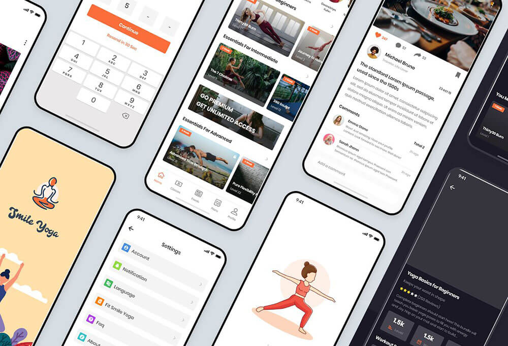瑜伽冥想App应用设计UI套件