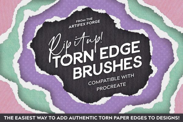 撕纸形状Procreate笔刷素材 RIP IT UP! – TORN EDGE PROCREATE BRUSHES