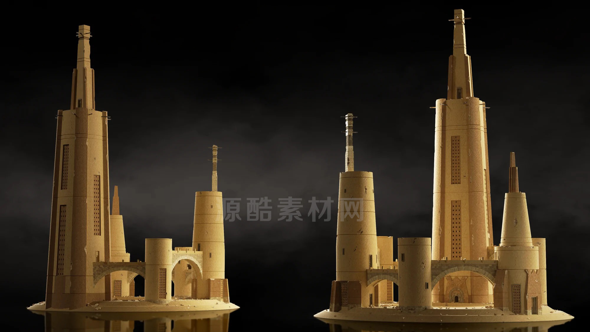 3D模型-古文明建筑模型南美洲神庙模型风化建筑模型Kitbash 3D Ancient-temples