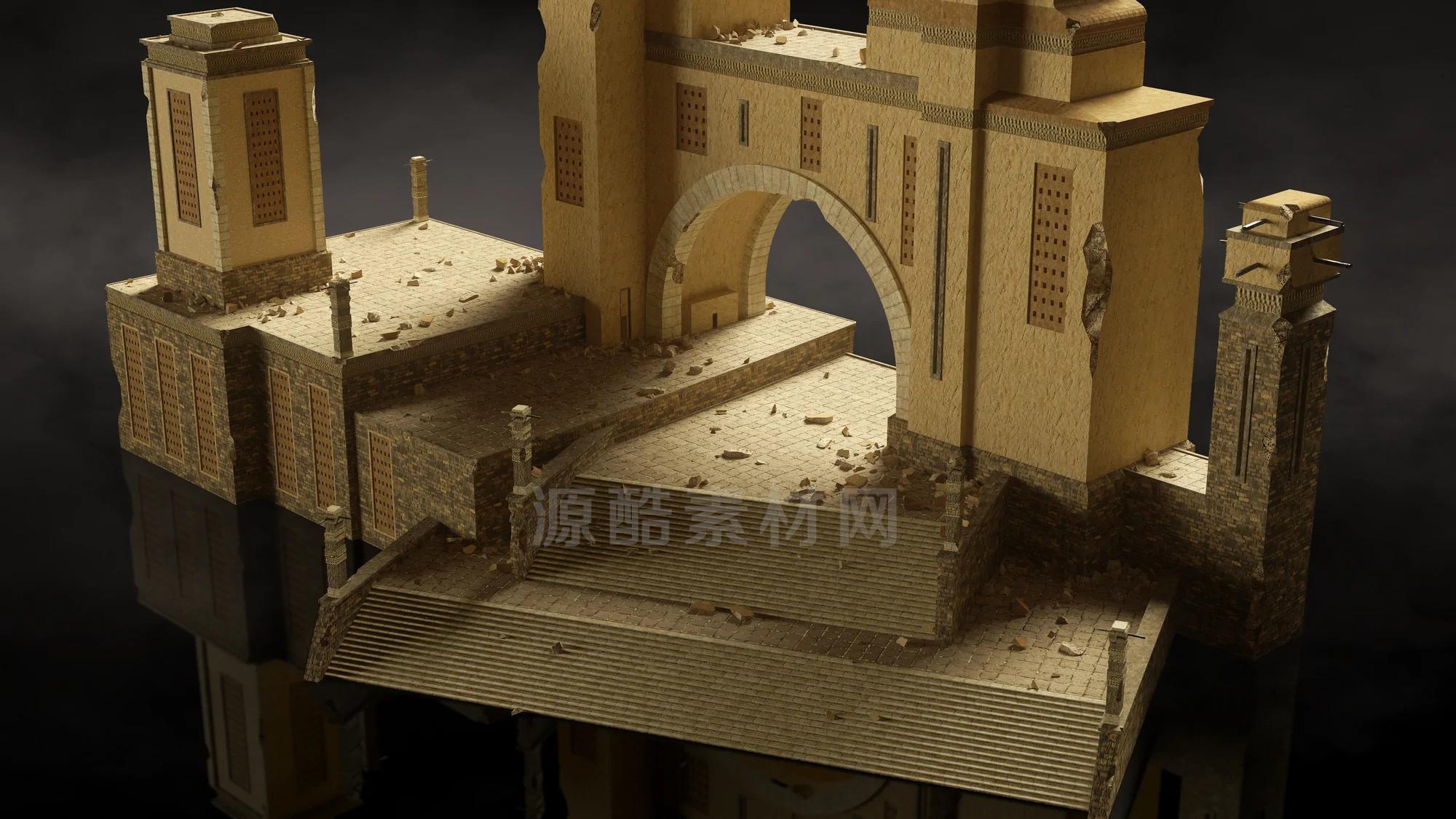 3D模型-古文明建筑模型南美洲神庙模型风化建筑模型Kitbash 3D Ancient-temples