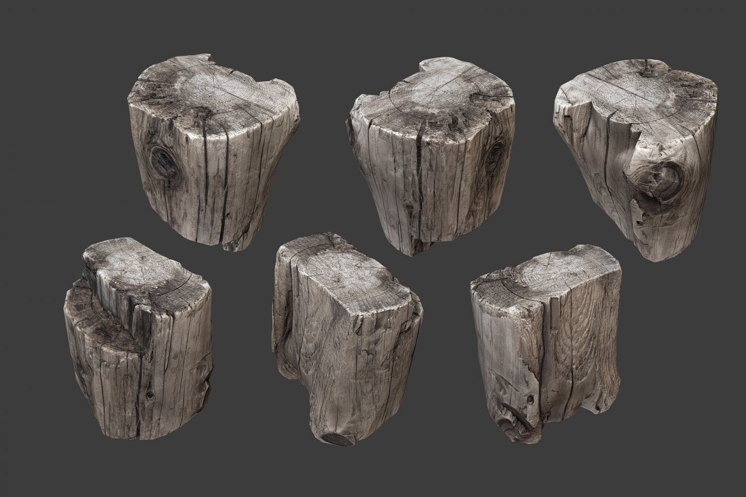 3D模型-20个枯树干模型枯树根枯树桩3D模型