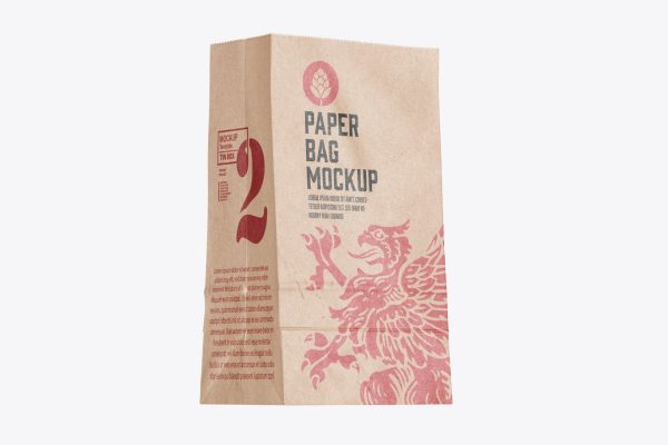 汉堡食品外卖纸袋包装设计样机PSD模板 Paper Bag for Food Mockup