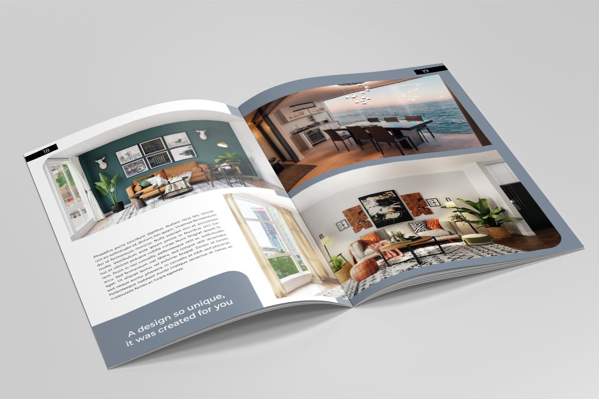 室内设计杂志画册手册设计INDD模板v1 Interior Lookbook Vol.1