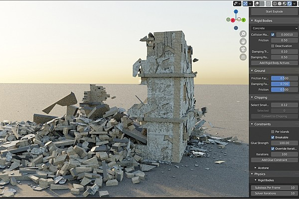 Blender插件-物理动力学破碎爆炸烟雾模拟插件 RBDLab v1.3.3