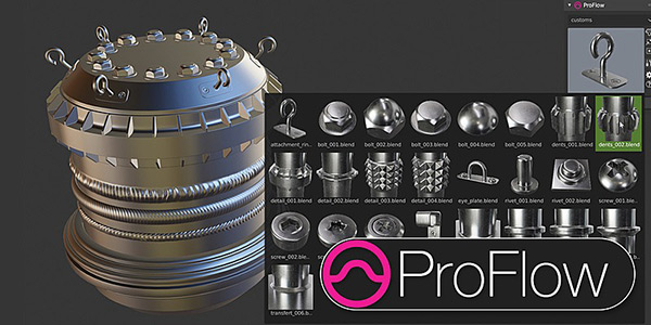 Blender插件-模型焊接效果螺丝模具 ProFlow V0.07