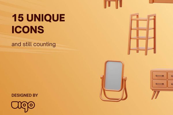 3D家具图标模型blender图标模型素材合集 MYFURNITURE- 3D Furniture Icons