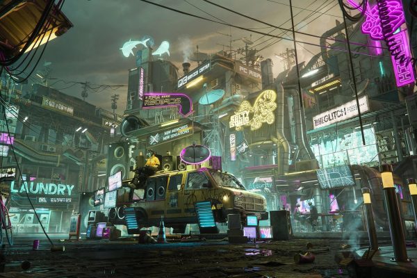 赛博朋克城市街道建筑3D模型Kitbash cyber-district