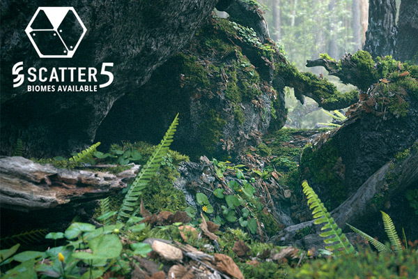 Blender插件-逼真苔藓生物群系自然Scatter 5资产包Moss Biome Ground Scatter – 3d Assetkit Pbr