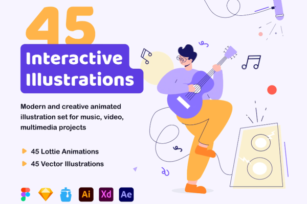 45个交互式动画插画设计素材 45 Interactive Illustrations