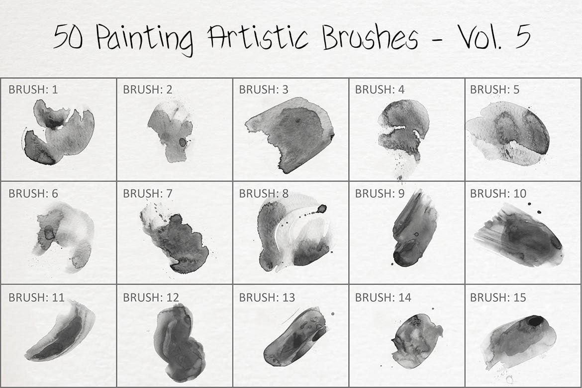 50个水彩艺术绘画笔刷素材v5 50 Painting Artistic Brushes – Vol. 5