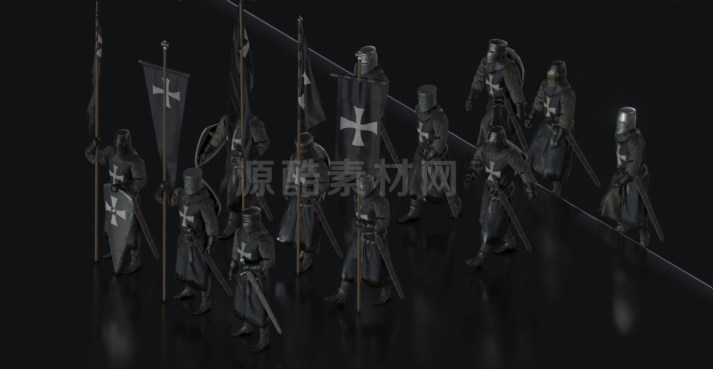 中世纪十字军模型欧洲军队武器3D模型合集