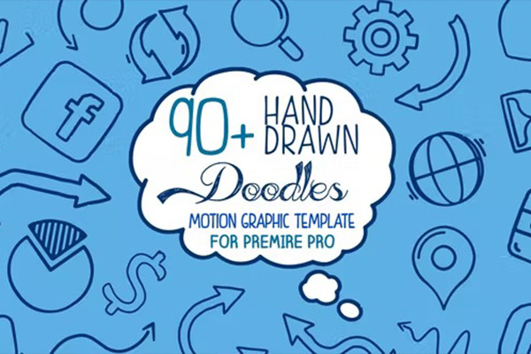 PR模板-90种手绘箭头线条图标动画 Hand Drawn Doodle Pack Mogrt