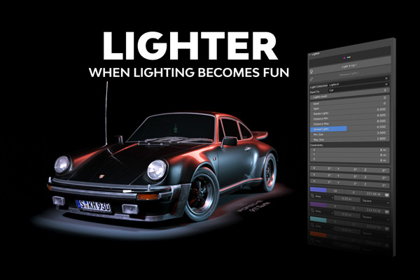 Blender插件-三维场景模型灯光插件 Lighter Addon v1.0.7