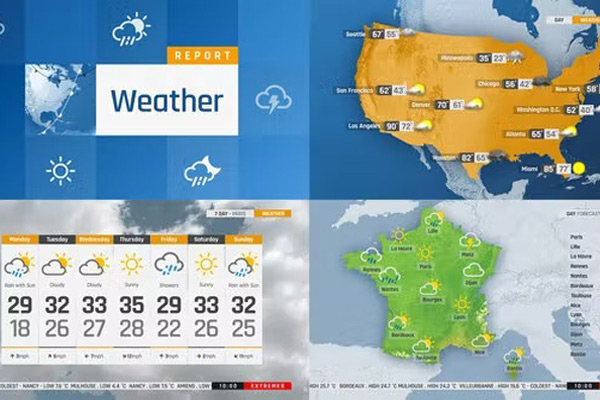 AE模板-世界各地天气预报栏目包装制作工具包 The Complete World Weather Forecast ToolKit