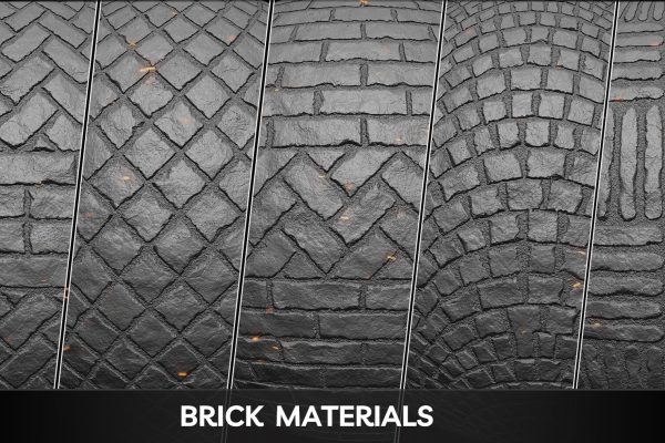 20个砖墙墙面贴图纹理2K Alpha透明通道高清无缝纹理贴图20 Tileable Brick Wall Alphas