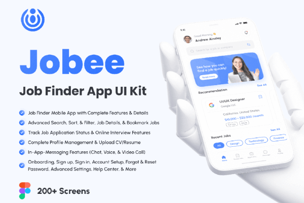 求职/找工作App应用程序 UI 套件 Jobee – Job Finder App UI Kit